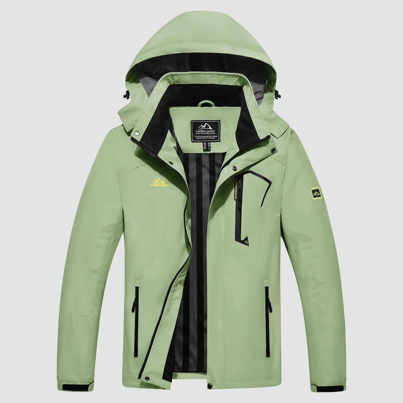Men's Lightweight Rain Jacket with Detachable Hood for Hiking