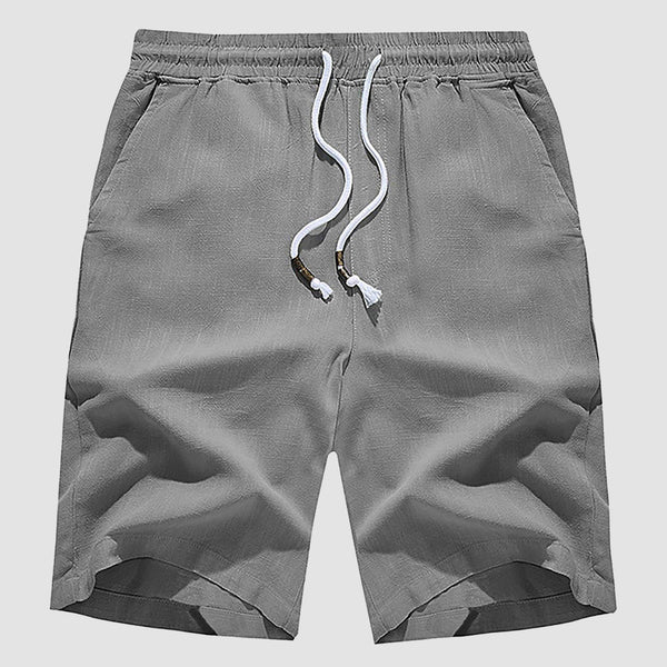 Men's Linen Cotton Shorts - Drawstring, Elastic Waist 0