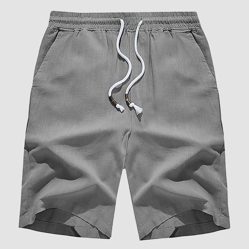 Men's Linen Cotton Shorts - Drawstring, Elastic Waist 0