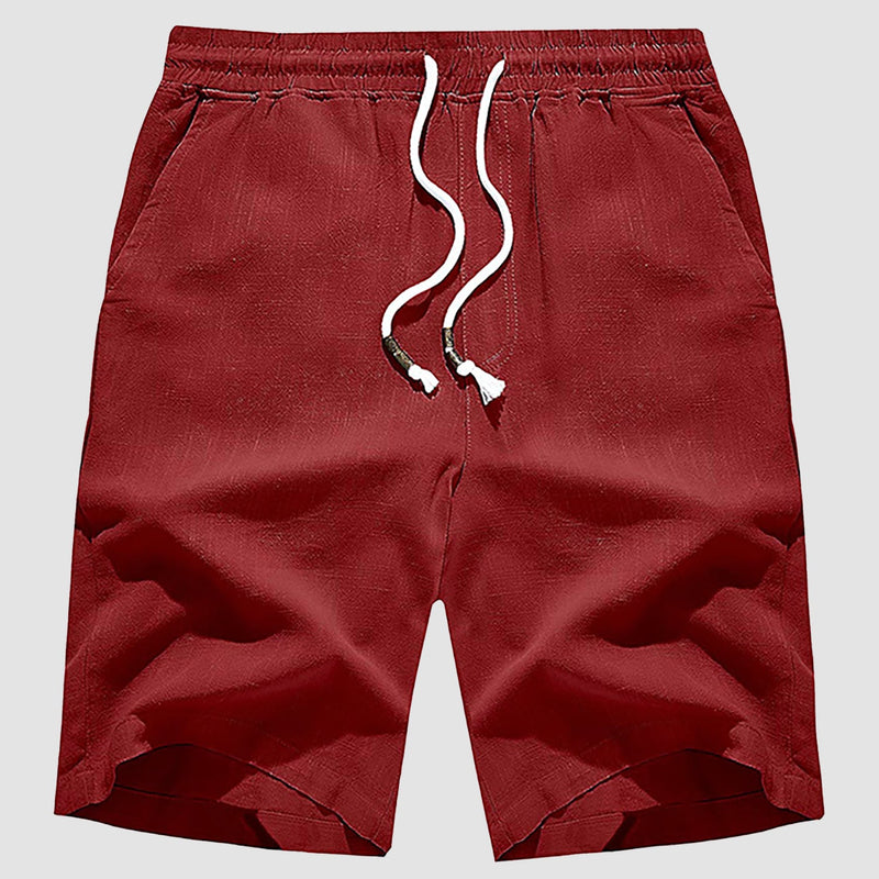 Men's Linen Cotton Shorts - Drawstring, Elastic Waist 14