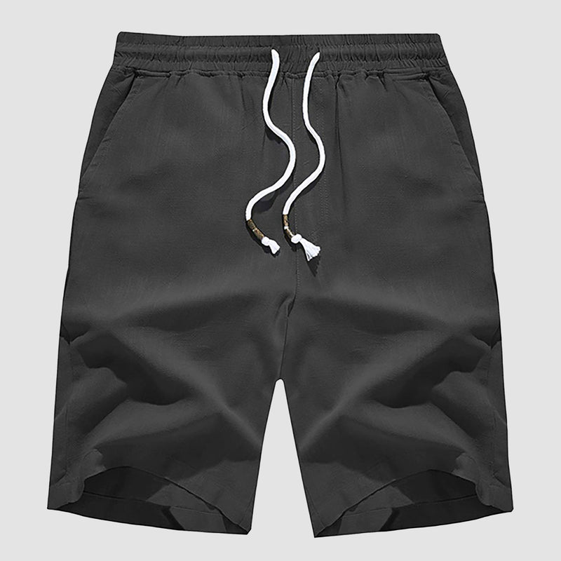Men's Linen Cotton Shorts - Drawstring, Elastic Waist 15