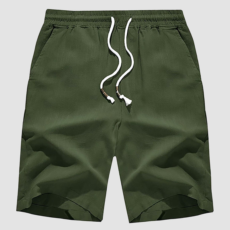 Men's Linen Cotton Shorts - Drawstring, Elastic Waist 16