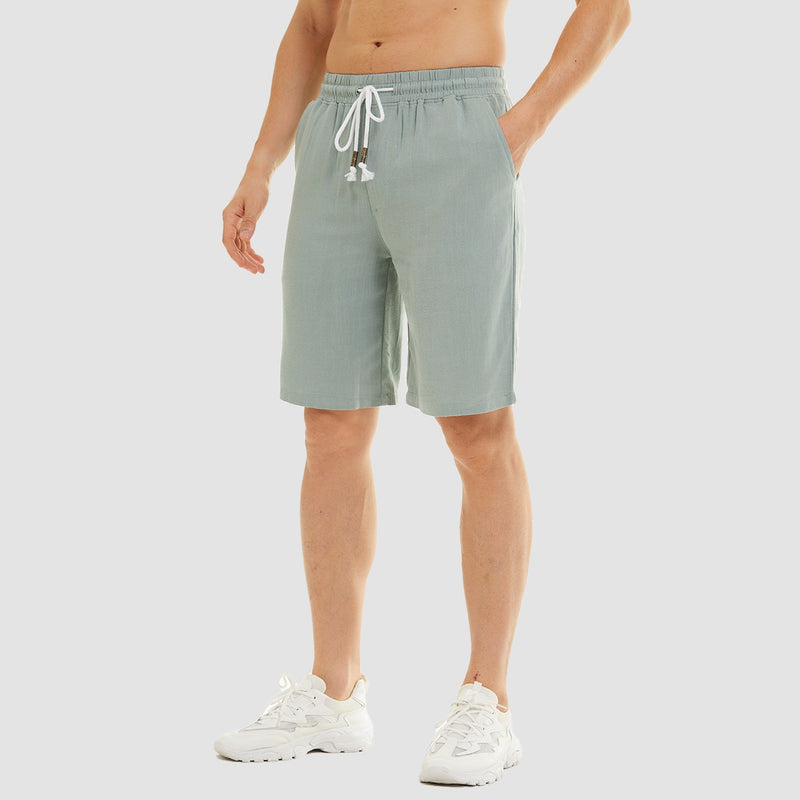 Men's Linen Cotton Shorts - Drawstring, Elastic Waist 17