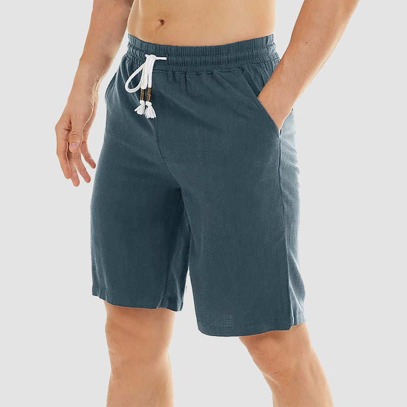 Men's Linen Cotton Shorts - Drawstring, Elastic Waist 1