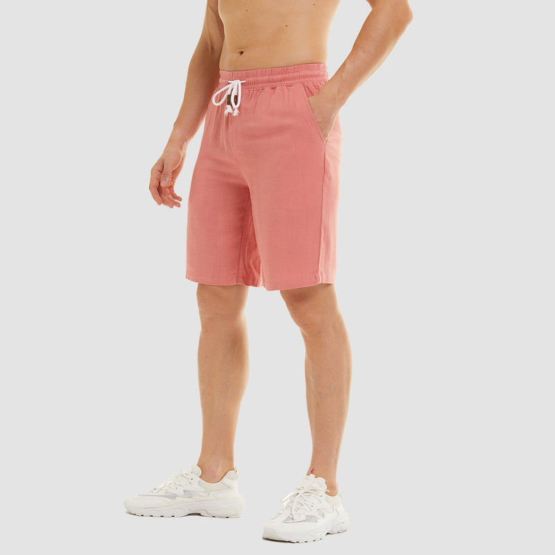 Men's Linen Cotton Shorts - Drawstring, Elastic Waist 3
