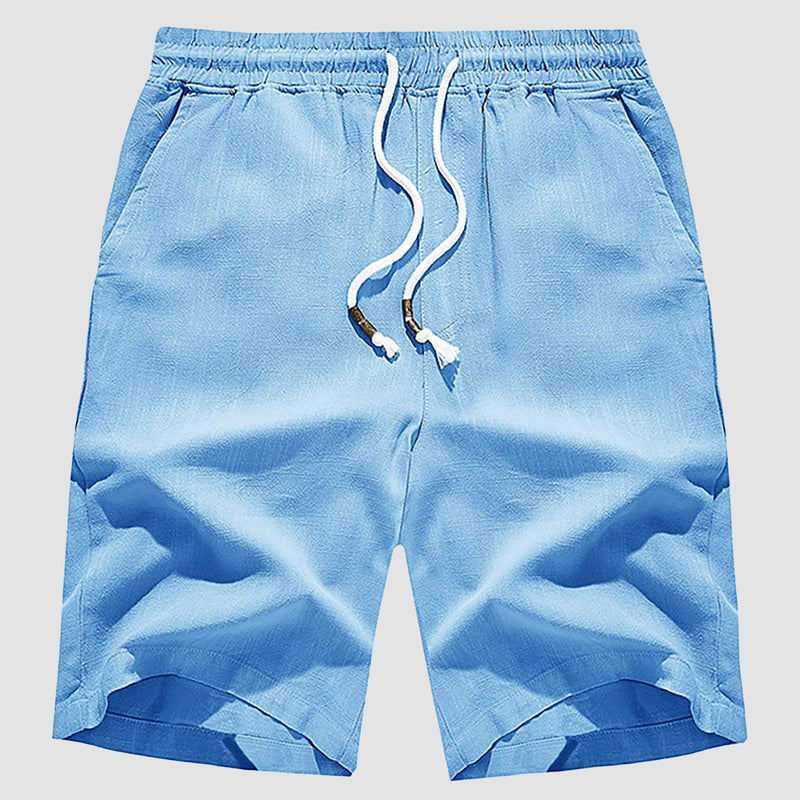 Men's Linen Cotton Shorts - Drawstring, Elastic Waist 9