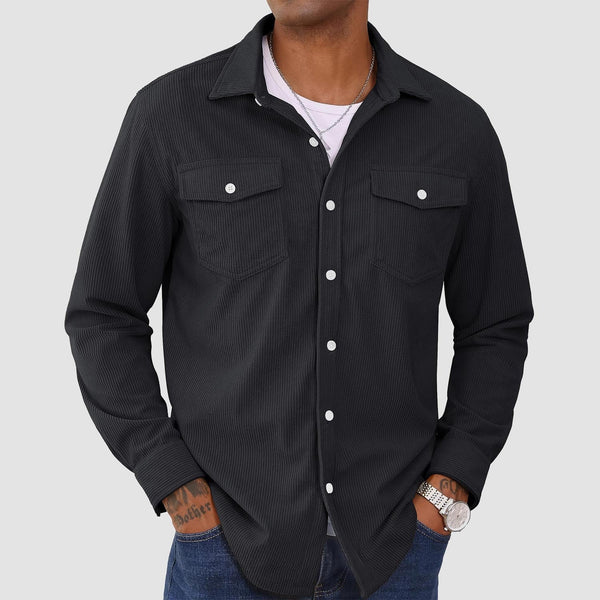 Men's Long Sleeve Corduroy Sun Protection Shirt 0