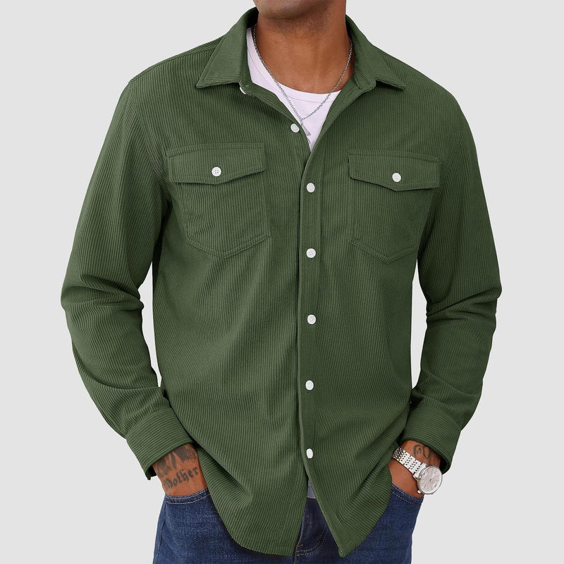 Men's Long Sleeve Corduroy Sun Protection Shirt 11