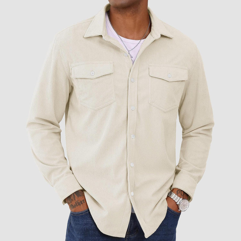 Men's Long Sleeve Corduroy Sun Protection Shirt 12