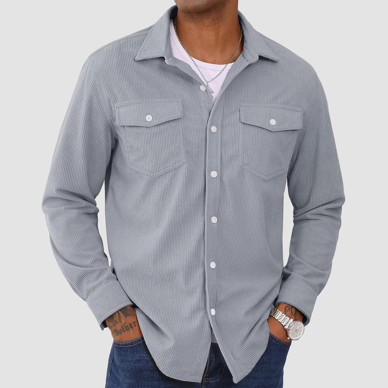 Men's Long Sleeve Corduroy Sun Protection Shirt 14