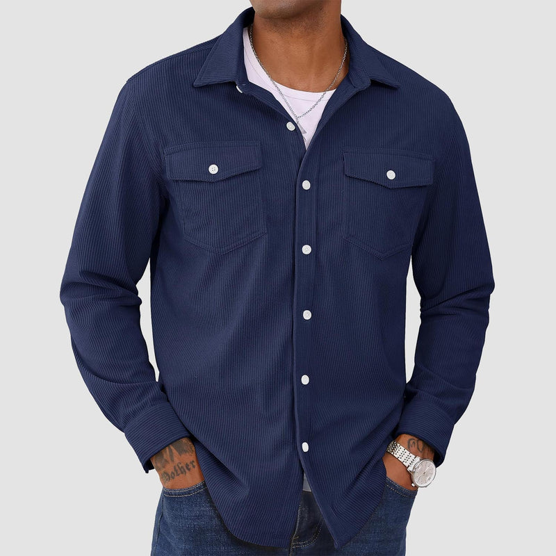Men's Long Sleeve Corduroy Sun Protection Shirt 15