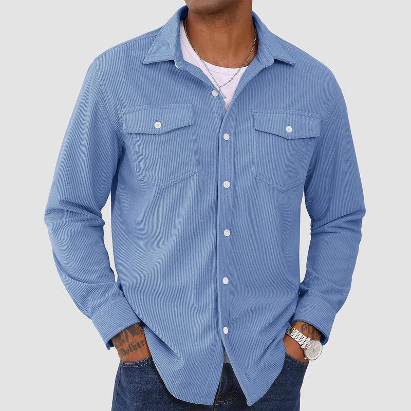 Men's Long Sleeve Corduroy Sun Protection Shirt 16
