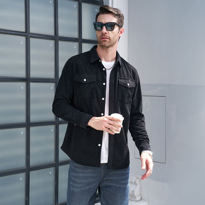 Men's Long Sleeve Corduroy Sun Protection Shirt 5
