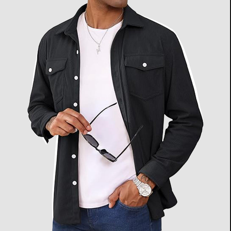 Men's Long Sleeve Corduroy Sun Protection Shirt 6