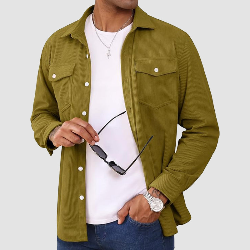 Men's Long Sleeve Corduroy Sun Protection Shirt 7