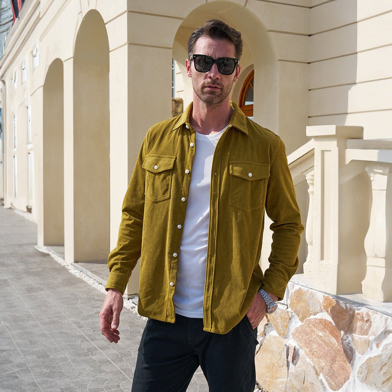 Men's Long Sleeve Corduroy Sun Protection Shirt 8