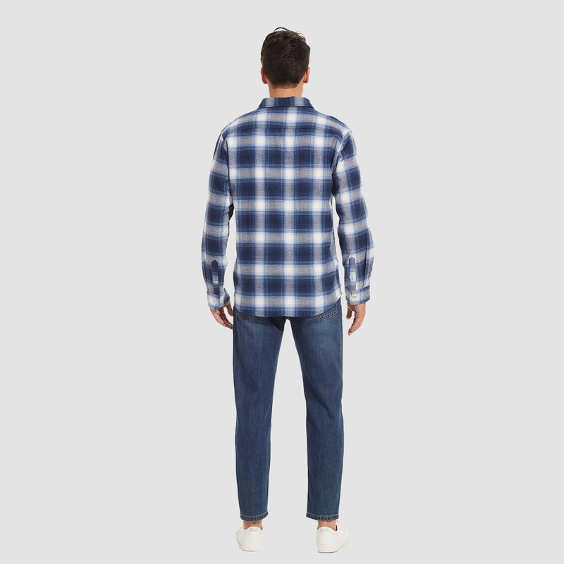 Men's Long Sleeve Cotton Plaid Flannel Shirt 5