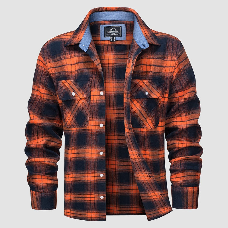 Men's Long Sleeve Cotton Plaid Flannel Shirt 6