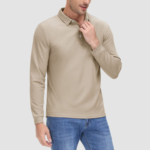 Men's Long Sleeve Quick-Dry Polo Shirt UPF Sun Protection 0