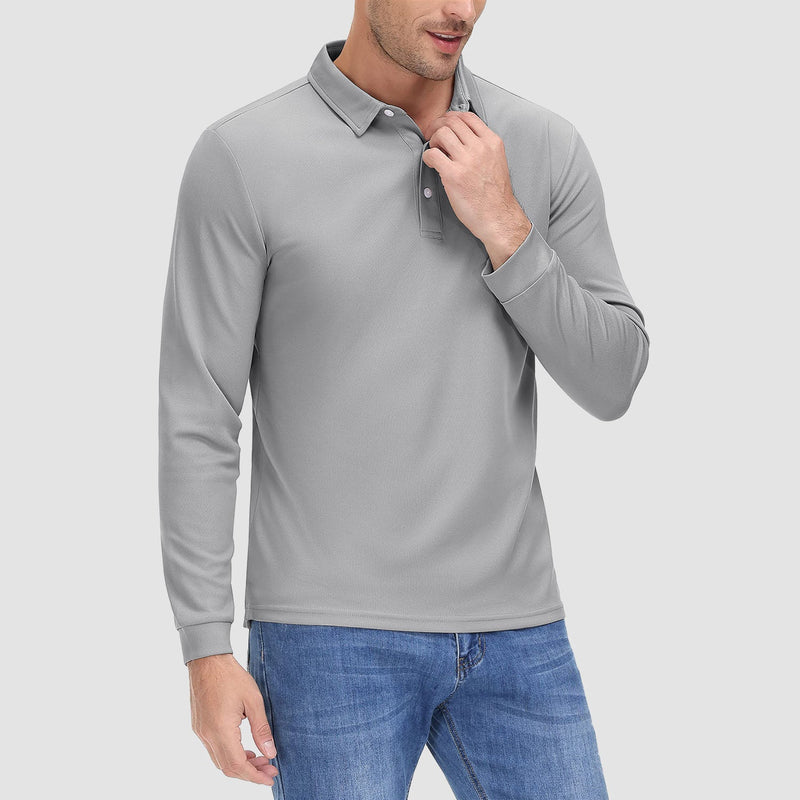 Men's Long Sleeve Quick-Dry Polo Shirt UPF Sun Protection 11