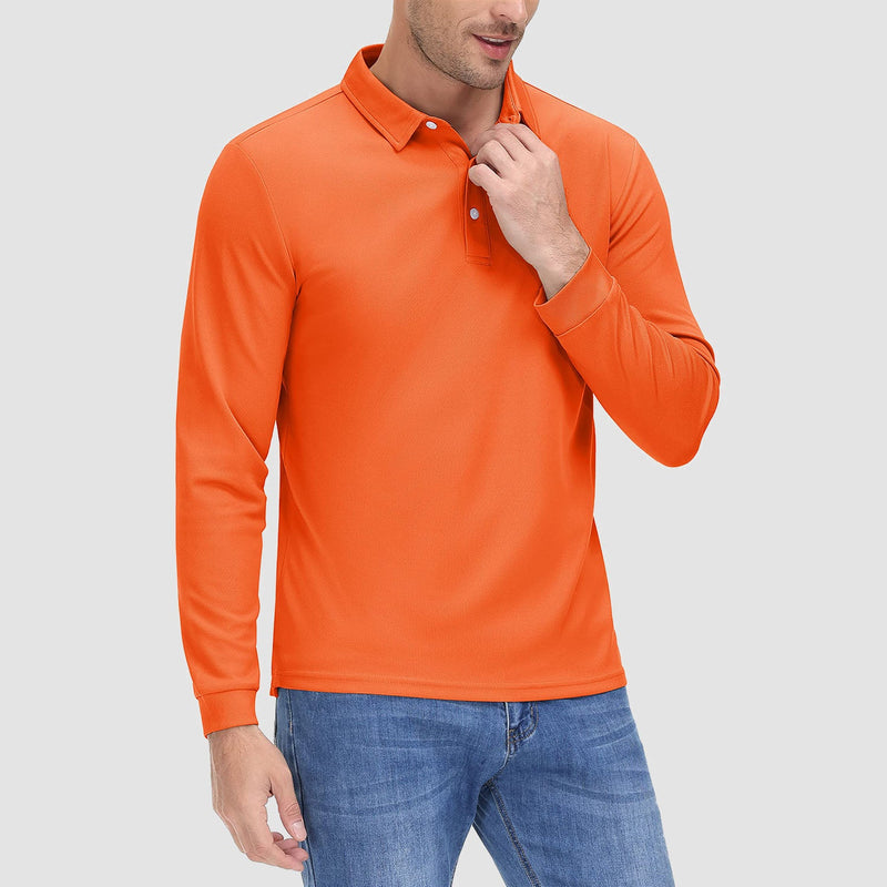 Men's Long Sleeve Quick-Dry Polo Shirt UPF Sun Protection 13