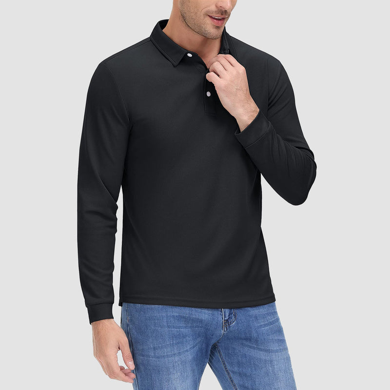 Men's Long Sleeve Quick-Dry Polo Shirt UPF Sun Protection 2
