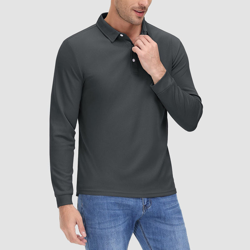 Men's Long Sleeve Quick-Dry Polo Shirt UPF Sun Protection 3