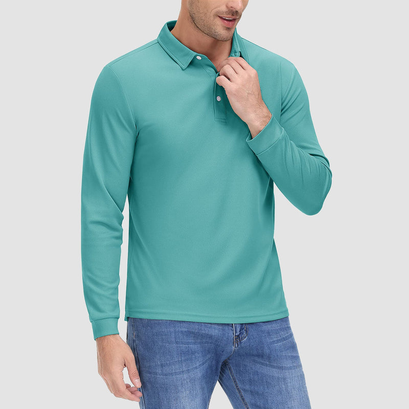 Men's Long Sleeve Quick-Dry Polo Shirt UPF Sun Protection 4