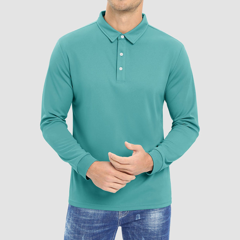 Men's Long Sleeve Quick-Dry Polo Shirt UPF Sun Protection 6