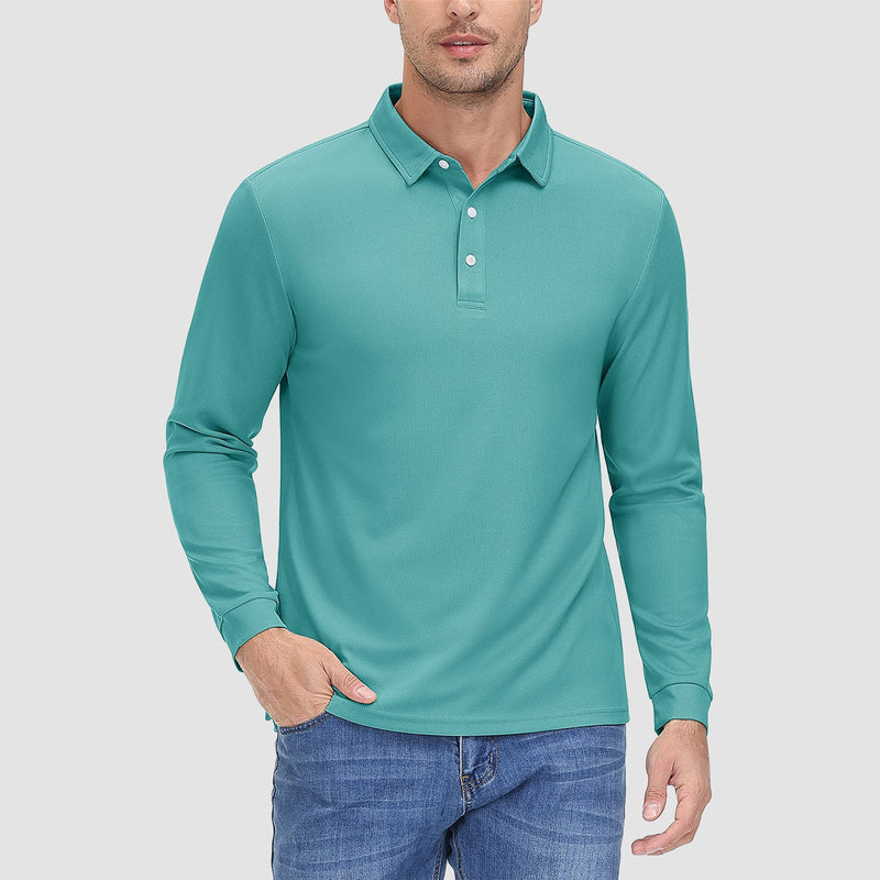 Men's Long Sleeve Quick-Dry Polo Shirt UPF Sun Protection 7