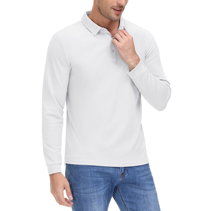 Men's Long Sleeve Quick-Dry Polo Shirt UPF Sun Protection 8