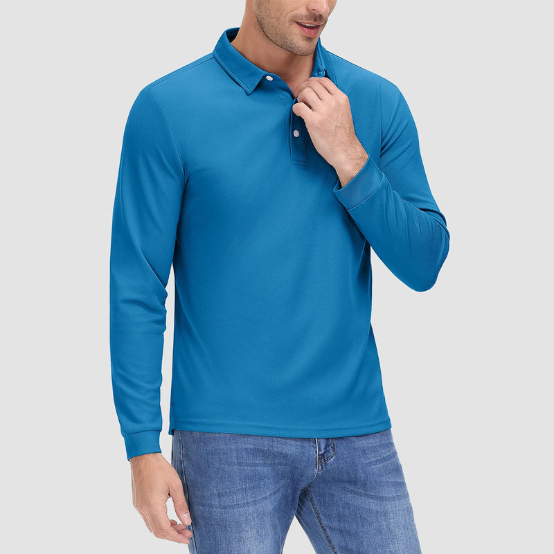 Men's Long Sleeve Quick-Dry Polo Shirt UPF Sun Protection 9