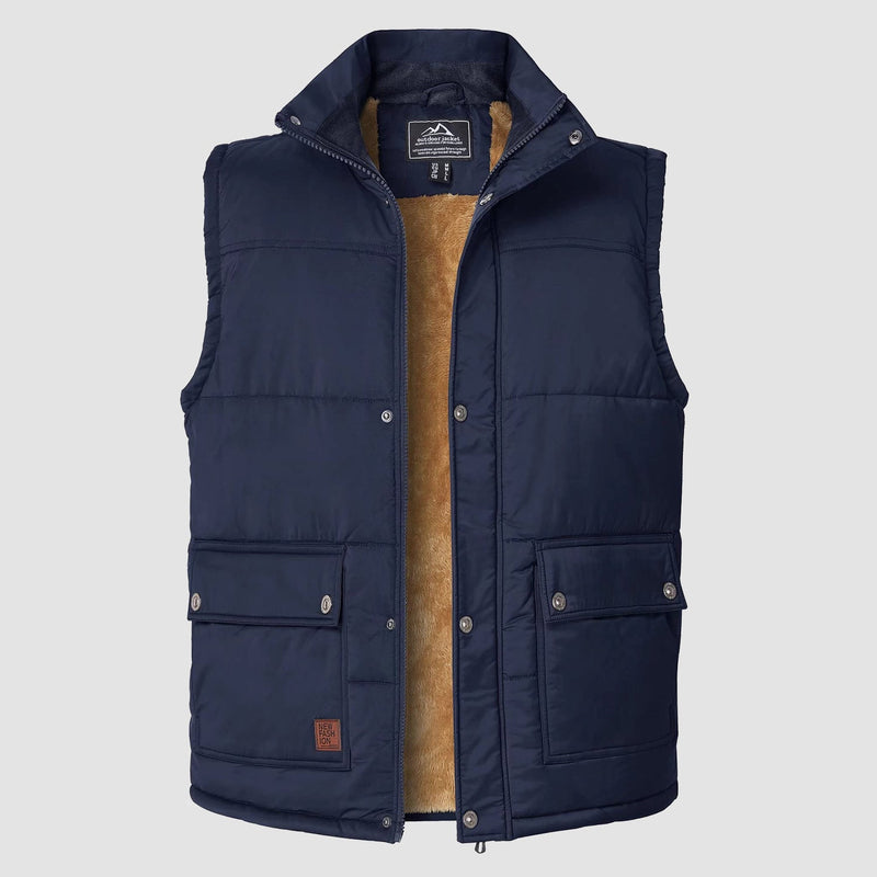 Men's Padded Vest Warm Fleece Lined Sleeveless Jacket 3