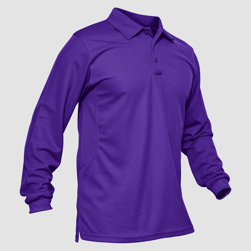 Men's Quick Dry Tactical Polo - Long Sleeve Performance Shirt 22