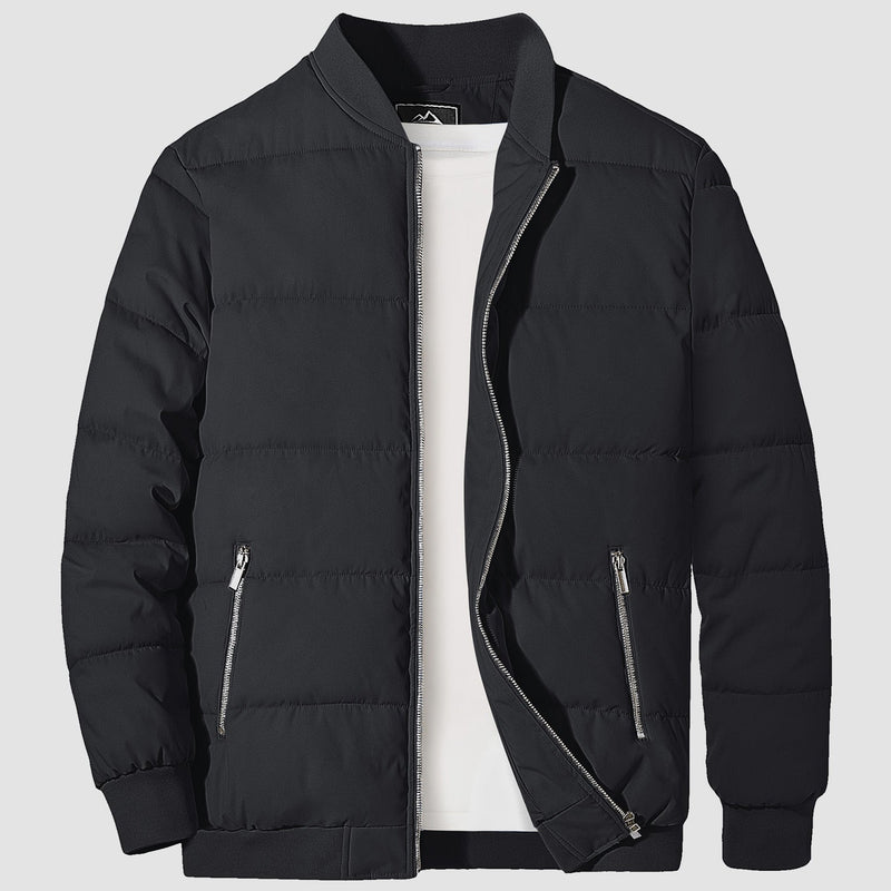Men's Quilted Bomber Puffer Jacket - Warm Windproof Outwear