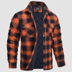 Men's Quilted Flannel Jacket - Warm Winter Padded Shirt 0