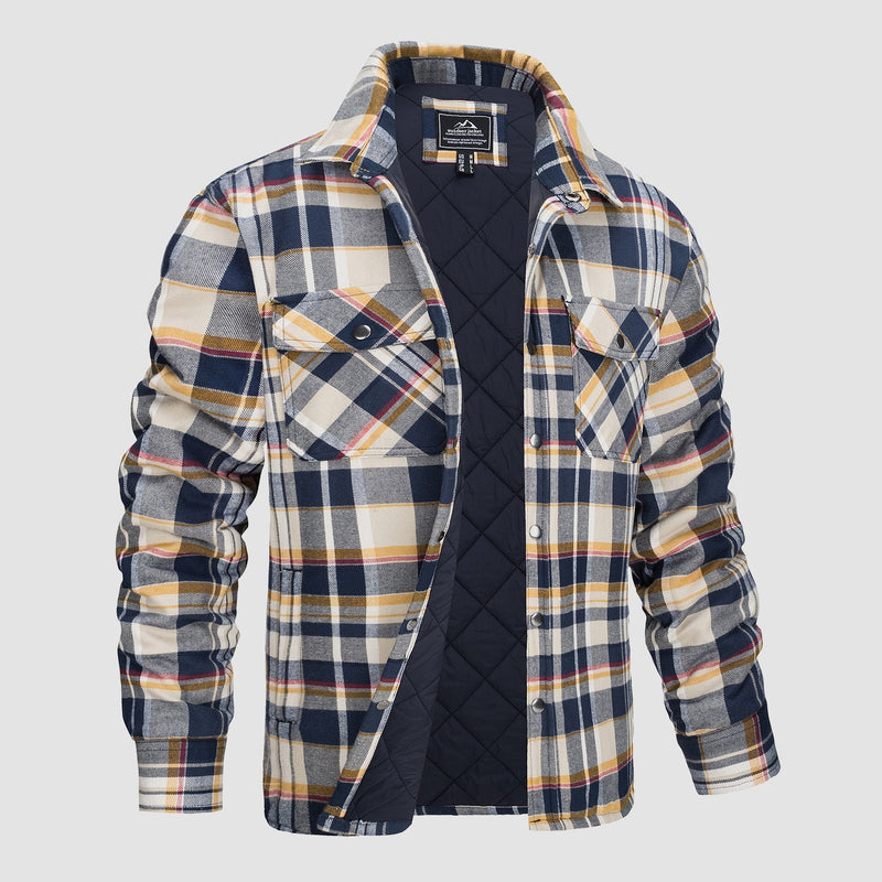 Men's Quilted Flannel Jacket - Warm Winter Padded Shirt 12