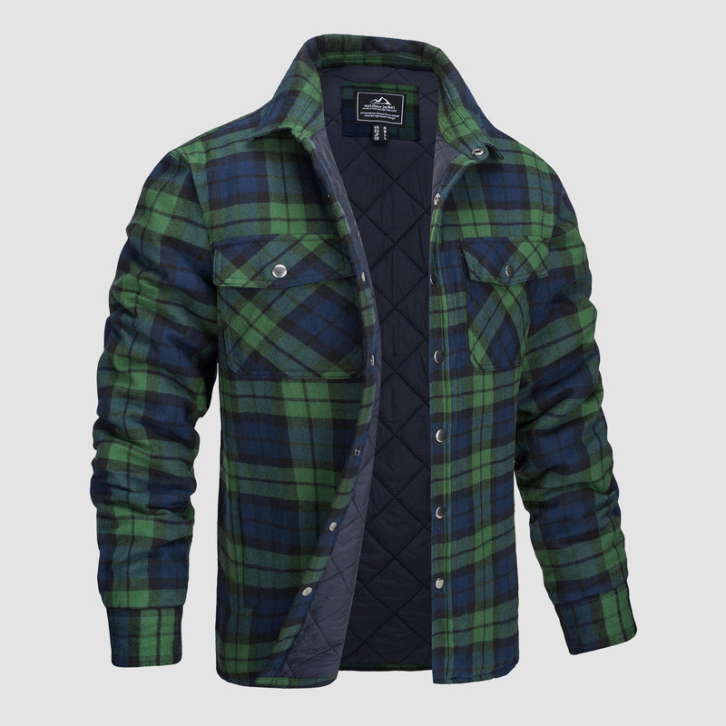 Men's Quilted Flannel Jacket - Warm Winter Padded Shirt 13
