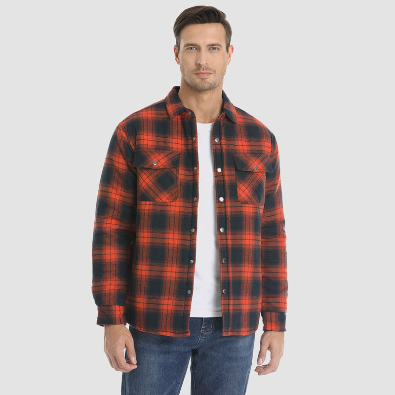 Men's Quilted Flannel Jacket - Warm Winter Padded Shirt 2