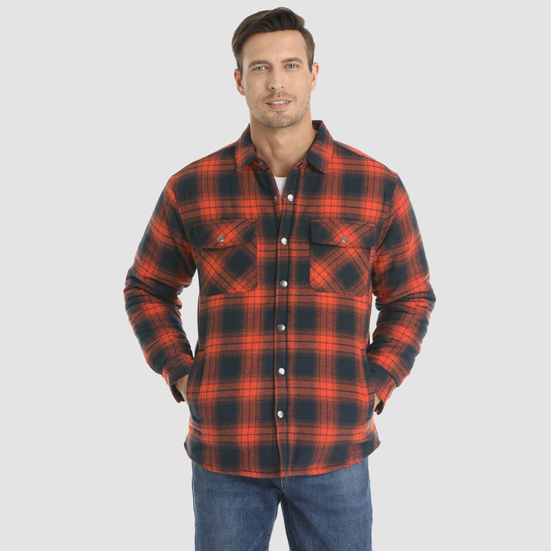 Men's Quilted Flannel Jacket - Warm Winter Padded Shirt 4