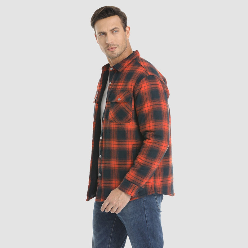 Men's Quilted Flannel Jacket - Warm Winter Padded Shirt 5