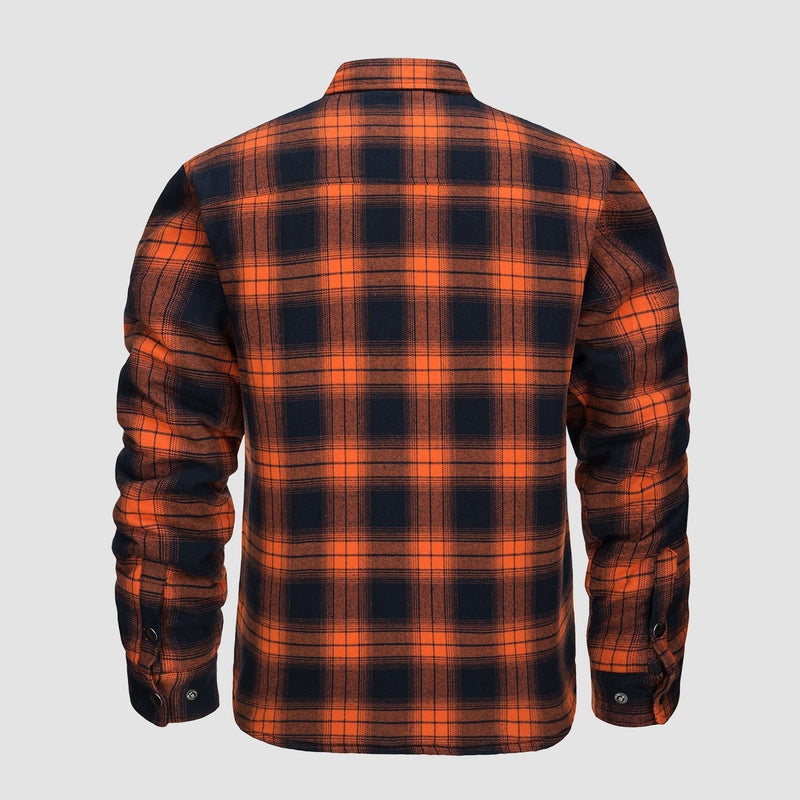 Men's Quilted Flannel Jacket - Warm Winter Padded Shirt 7