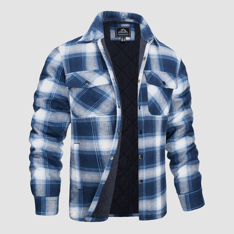 Men's Quilted Flannel Jacket - Warm Winter Padded Shirt 8