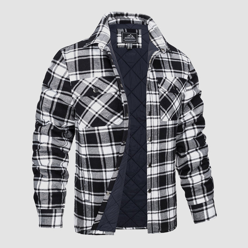 Men's Quilted Flannel Jacket - Warm Winter Padded Shirt 9