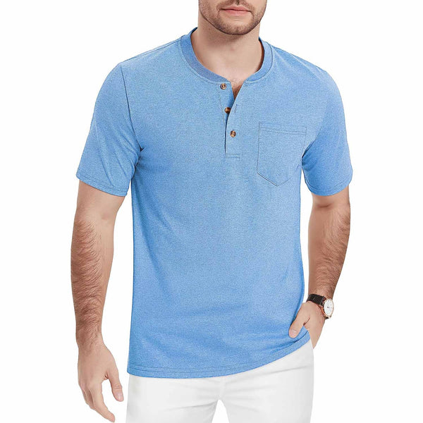 Men's Slim Fit Short Sleeve Sun Protection Henley Shirt 0