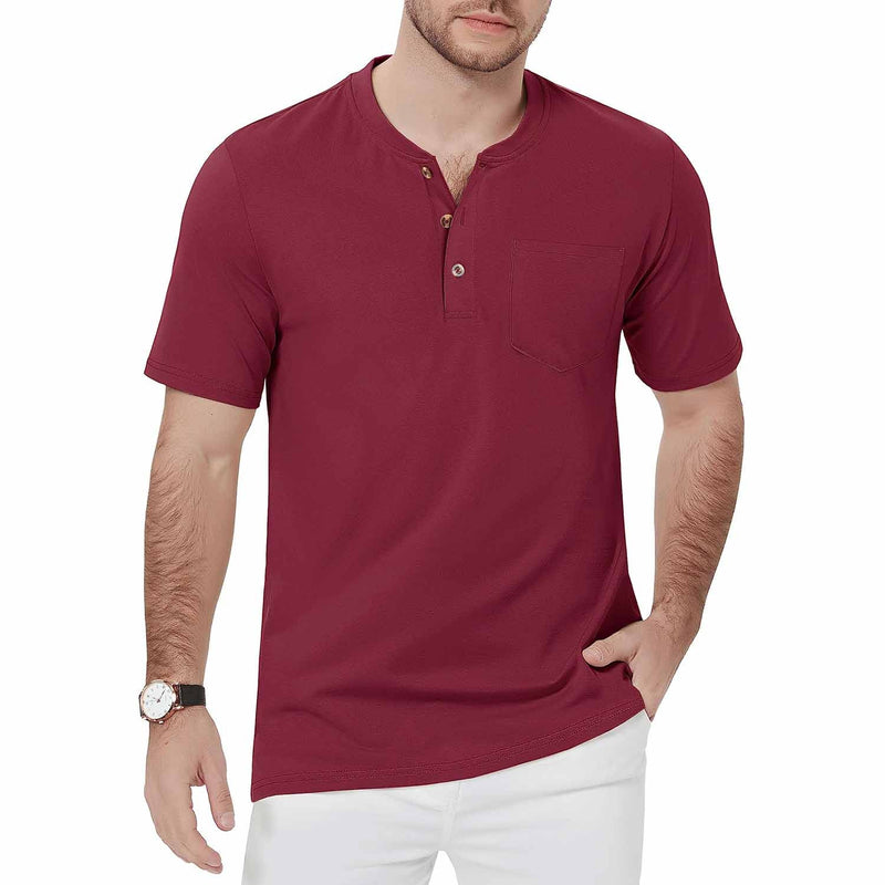 Men's Slim Fit Short Sleeve Sun Protection Henley Shirt 10