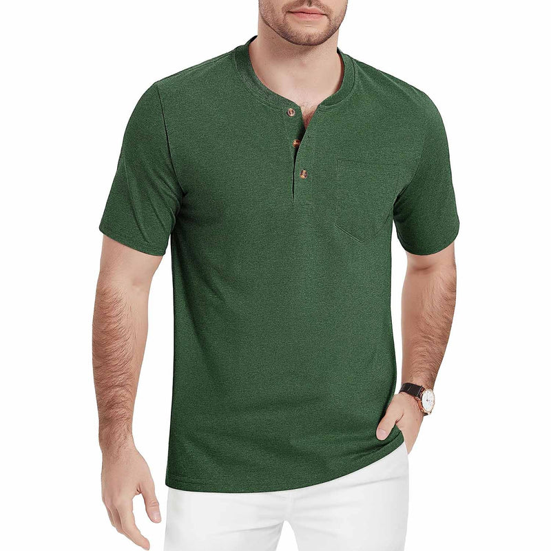 Men's Slim Fit Short Sleeve Sun Protection Henley Shirt 12
