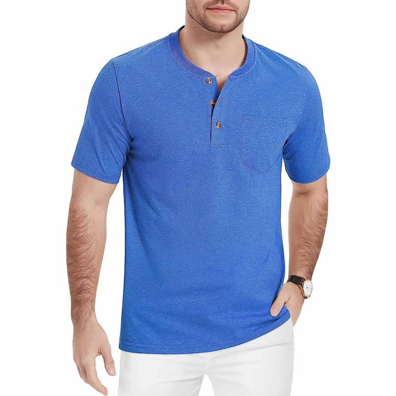 Men's Slim Fit Short Sleeve Sun Protection Henley Shirt 13
