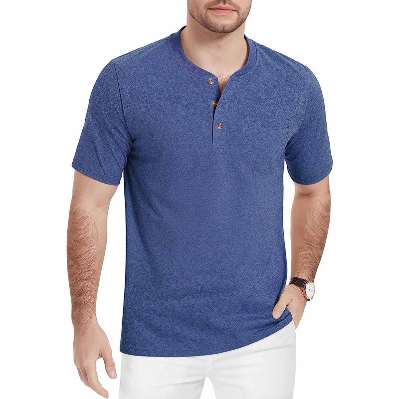 Men's Slim Fit Short Sleeve Sun Protection Henley Shirt 14