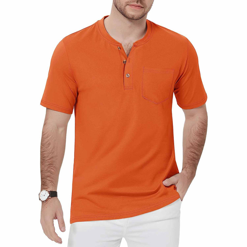 Men's Slim Fit Short Sleeve Sun Protection Henley Shirt 15
